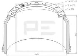 Тормозной барабан PE Automotive 036.403-00A