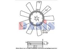 Крильчатка вентилятора системи охолодження двигуна Aks Dasis 138098N
