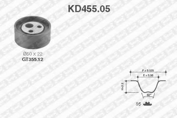 KD455.05 SNR Комплект ременя ГРМ