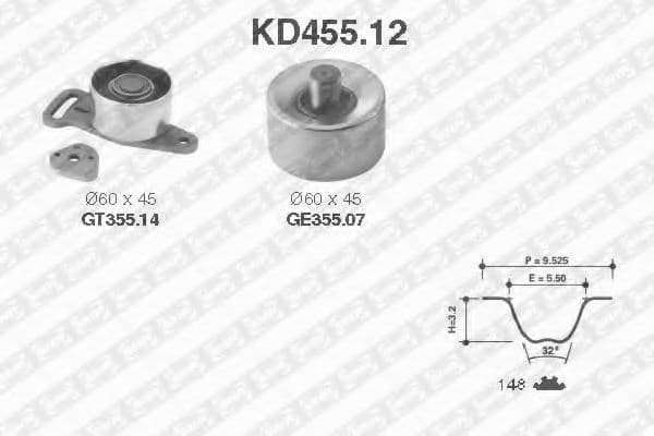 KD455.12 SNR Комплект ремня ГРМ