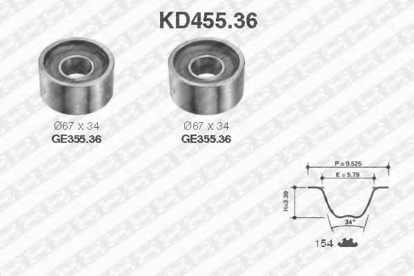 KD455.36 SNR Комплект ремня ГРМ