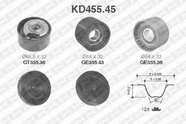 KD455.45 SNR Комплект ременя ГРМ