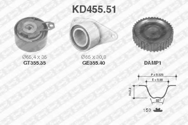 KD455.51 SNR Комплект ременя ГРМ