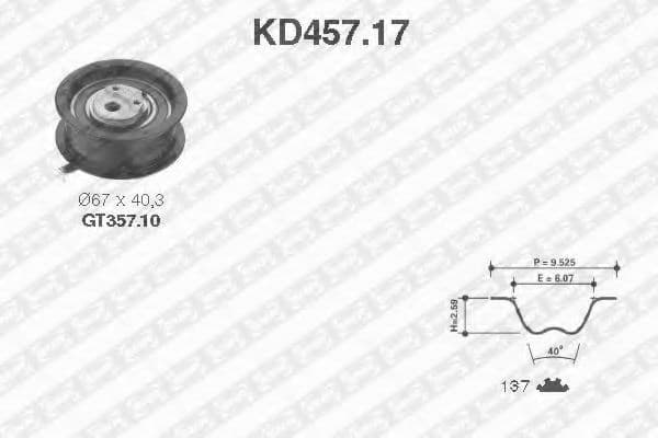 KD457.17 SNR Комплект ременя ГРМ