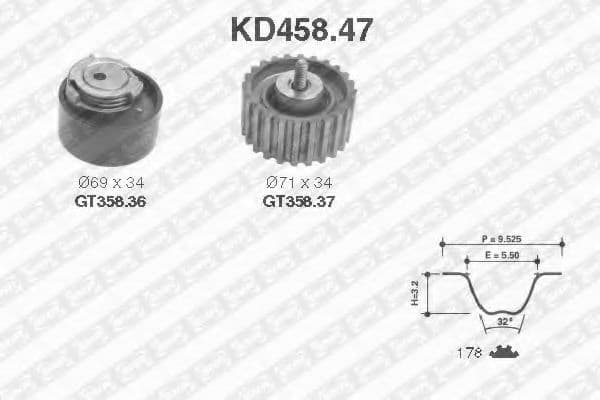 KD458.47 SNR Комплект ременя ГРМ