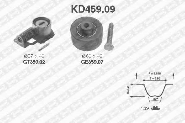 KD459.09 SNR Комплект ременя ГРМ
