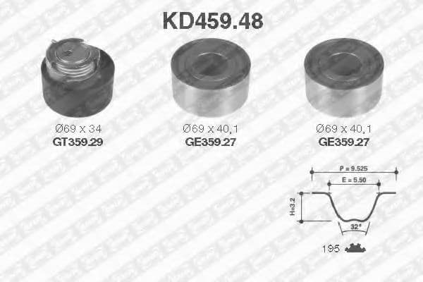 KD459.48 SNR Комплект ремня ГРМ