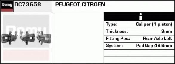 DC73658 Delco Тормозной суппорт для Citroen C4