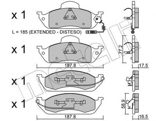 22-0569-0 Metelli Гальмівні колодки для Mercedes M-Class