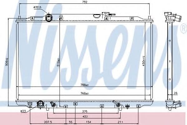 69477 Nissens Радіатор охолодження двигуна для Honda Odyssey