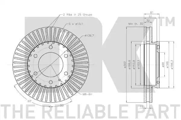 3125104 NK Гальмівний диск для Ford Ranger
