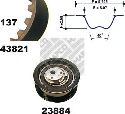 23820 MAPCO Комплект ременя ГРМ