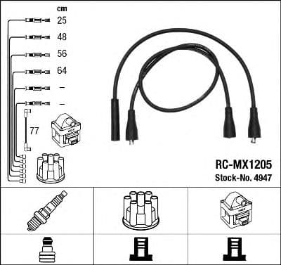 4947 NGK Комплект дротів запалювання для Moskvich 2141