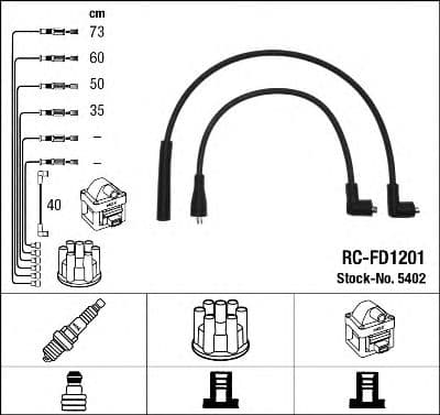5402 NGK Комплект дротів запалювання для Ford Probe