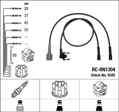 5595 NGK Комплект дротів запалювання для Renault Laguna
