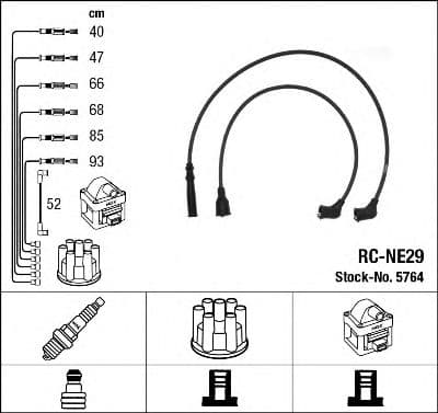 5764 NGK Комплект дротів запалювання