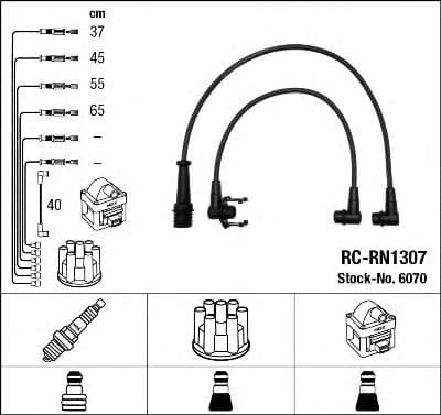 6070 NGK Комплект дротів запалювання для Renault 21