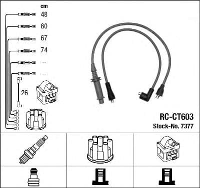 7377 NGK Комплект дротів запалювання для Citroen Visa