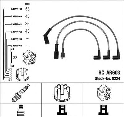 8224 NGK Комплект проводов зажигания для Alfa Romeo 164