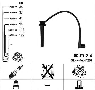 44226 NGK Комплект дротів запалювання для Ford Mondeo
