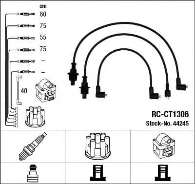 44245 NGK Комплект дротів запалювання для Citroen Visa