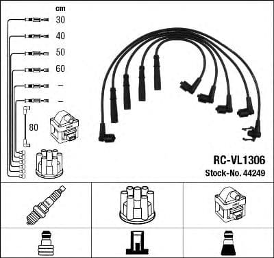 44249 NGK Комплект дротів запалювання для Volvo 740