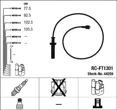 44259 NGK Комплект дротів запалювання для Alfa Romeo 155