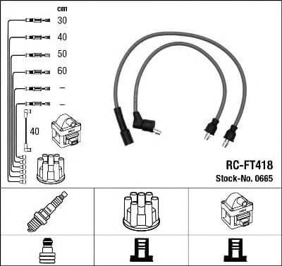 0665 NGK Комплект дротів запалювання для Fiat Regata