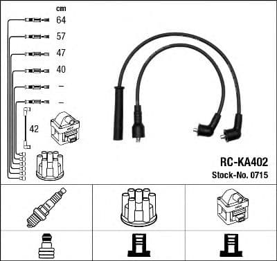 0715 NGK Комплект дротів запалювання для Kia Pride
