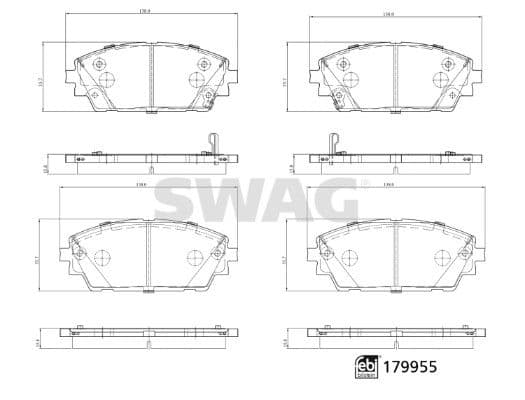 33105574 SWAG Тормозные колодки для Mazda 3