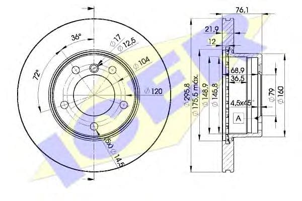 78BD4839-1 Icer Тормозной диск для BMW 5 Series