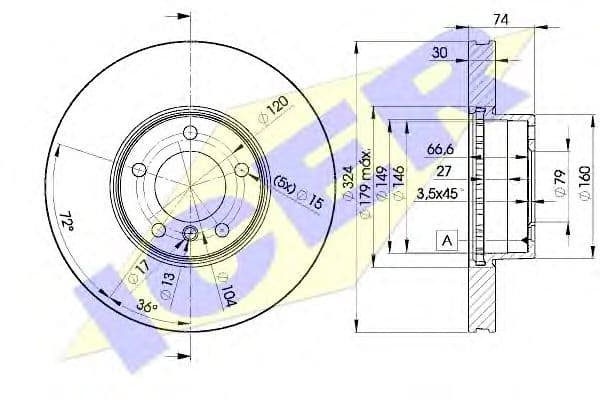 78BD5859-2 Icer Тормозной диск для BMW 5 Series