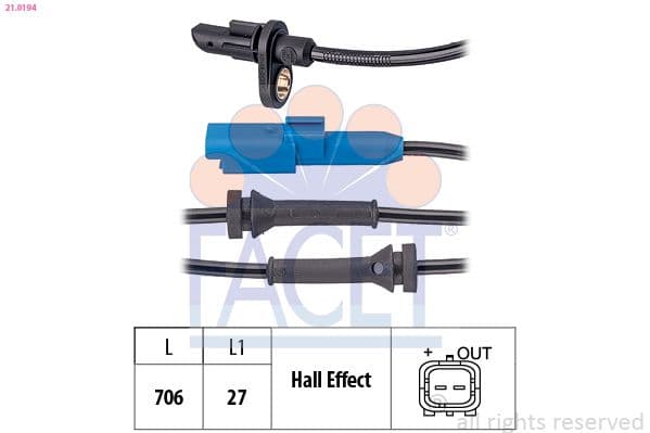 210194 Facet Датчик ABS для Citroen C4 Cactus