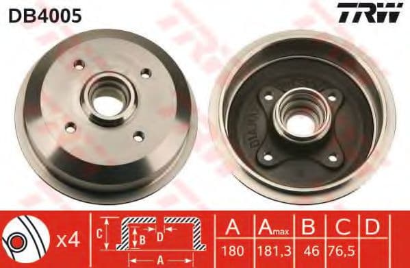 DB4005 TRW Гальмівний барабан
