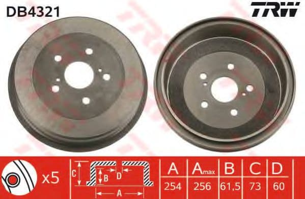 DB4321 TRW Тормозной барабан