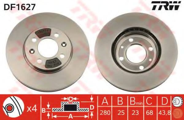 DF1627 TRW Тормозной диск для SAAB 9000