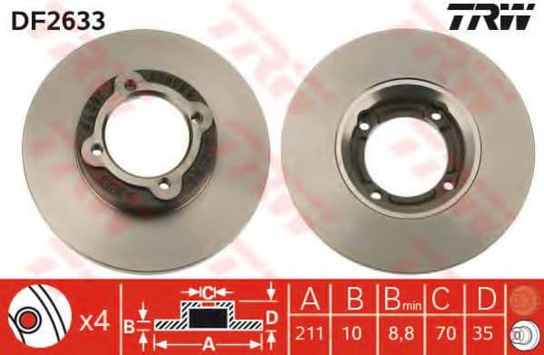 DF2633 TRW Тормозной диск