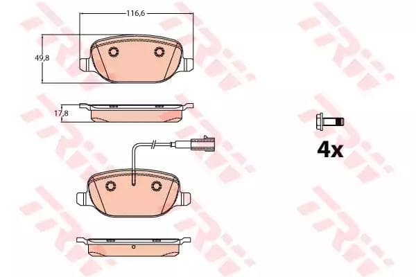GDB2077 TRW Гальмівні колодки для Alfa Romeo 4C