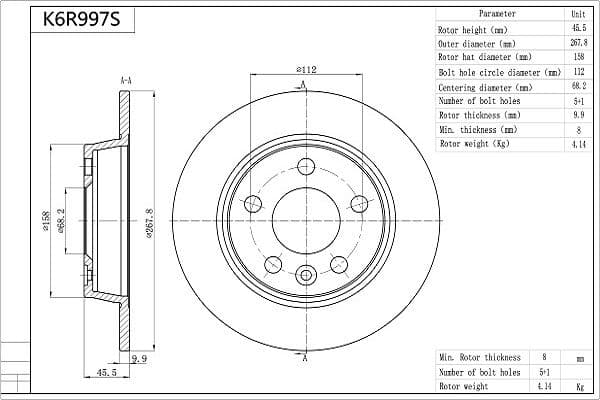 k6r997s Aisin Тормозной диск