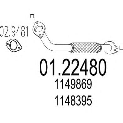 01.22480 MTS Приймальна труба для Ford Mondeo