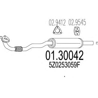 01.30042 MTS Середній глушник вихлопних газів для Volkswagen Fox