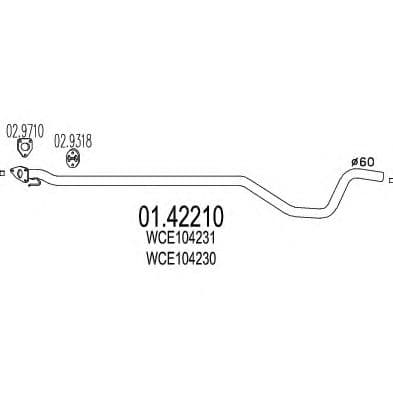 01.42210 MTS Приемная труба для Land Rover Freelander