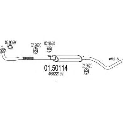 01.50114 MTS Середній глушник вихлопних газів для Fiat Stilo