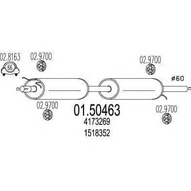 01.50463 MTS Средний глушитель выхлопных газов