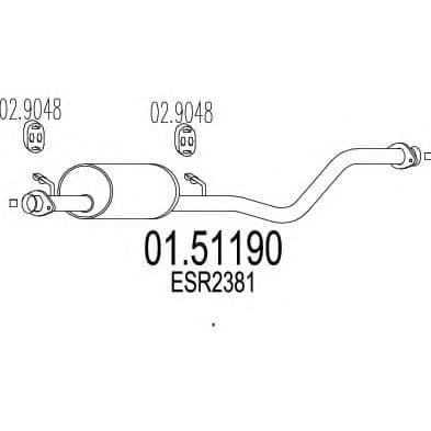 01.51190 MTS Средний глушитель выхлопных газов для Land Rover Defender