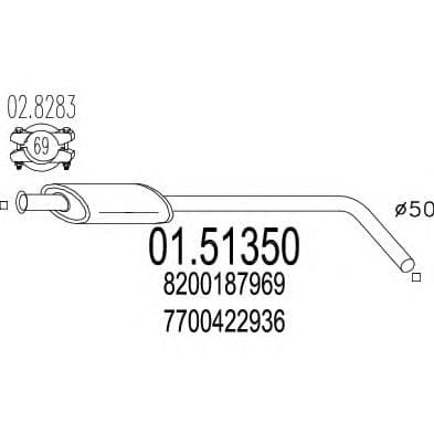 01.51350 MTS Средний глушитель выхлопных газов