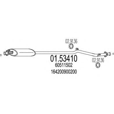 01.53410 MTS Средний глушитель выхлопных газов для Alfa Romeo 164