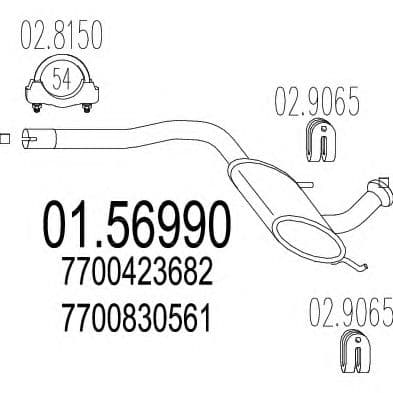 01.56990 MTS Средний глушитель выхлопных газов для Renault Laguna