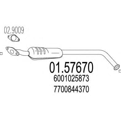 01.57670 MTS Середній глушник вихлопних газів для Renault Clio