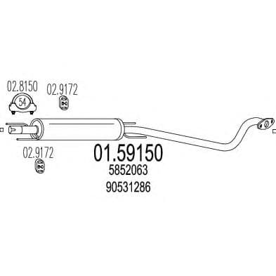 01.59150 MTS Середній глушник вихлопних газів для Opel Astra